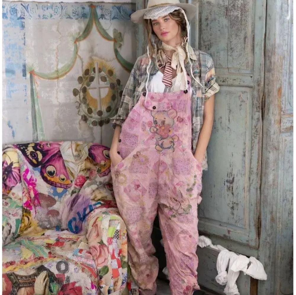 Magnolia Pearl Pink Patchwork Overalls - Picture 2 of 12